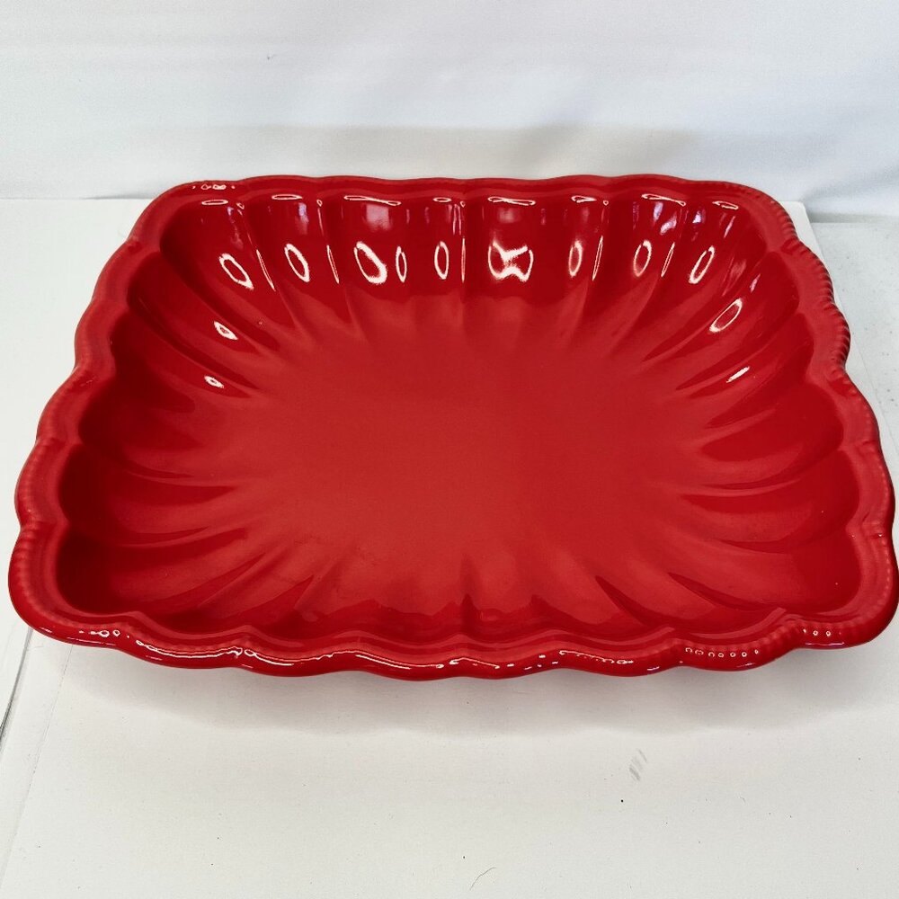 Cerutil Stoneware Red Rectangle Bake Casserole Dish Serving Bowl Portugal 13x11"